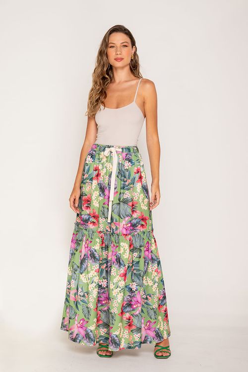 Falda larga estampada