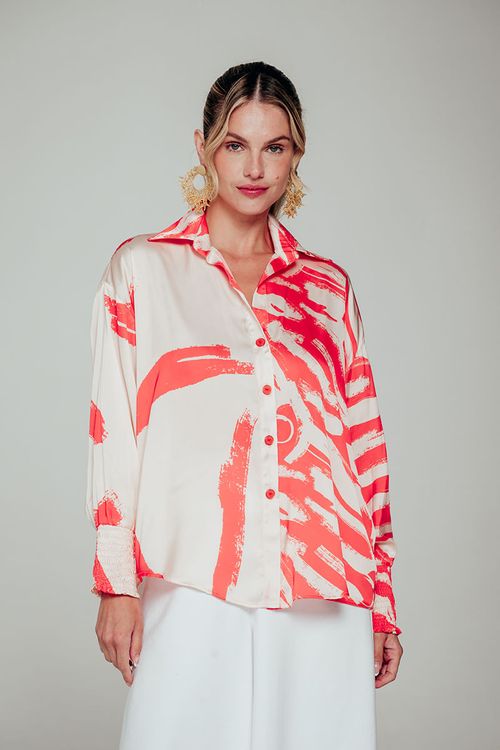 Camisa Estampada En Satín